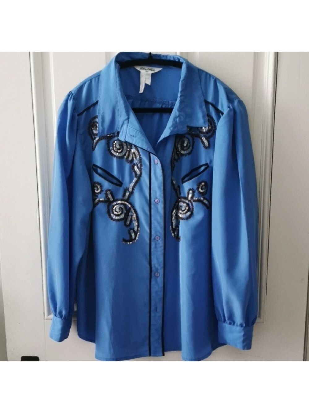 Womens Vintage Blue Ribbon Paris cowboystyle, western, ranchstyle, sequins 🤠XL